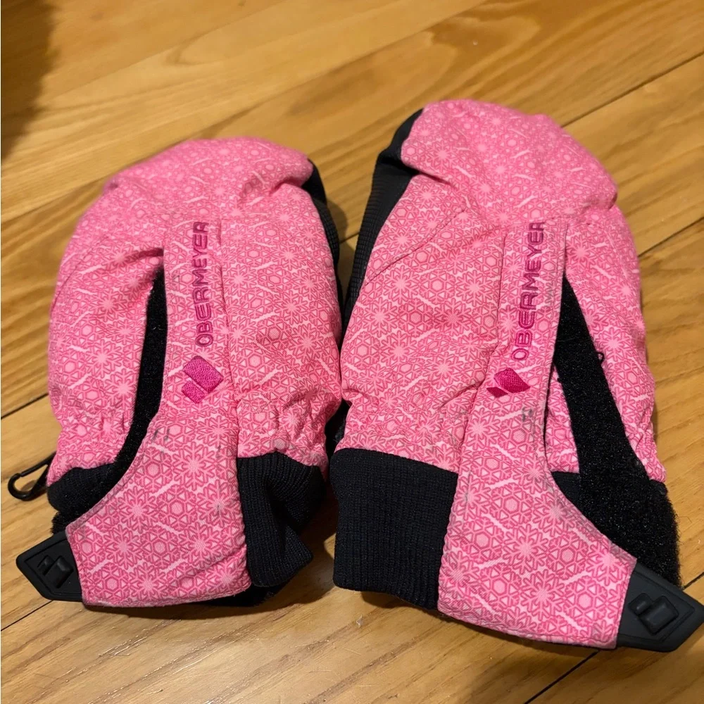 Kids XL Pink and Black Mittens